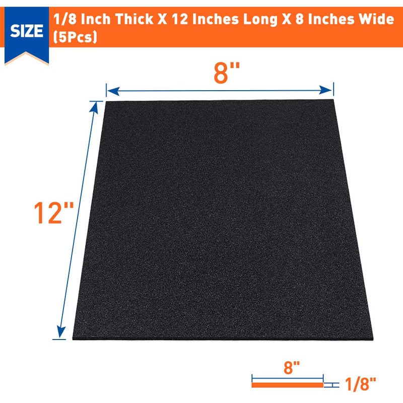 MAGZO 5Pcs Adhesive Foam Padding 1/8 in Thick X 12 in X 8 in,Closed Cell Foam Sheets Neoprene Rubber Self Stick Pads Anti Vibration Pads,Black (12in x 8in x 1/8in, 5Pcs) - Image 2